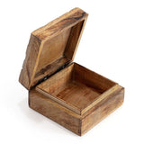 HAND CARVED SQUARE MANGO WOOD EMBOSSED BOX