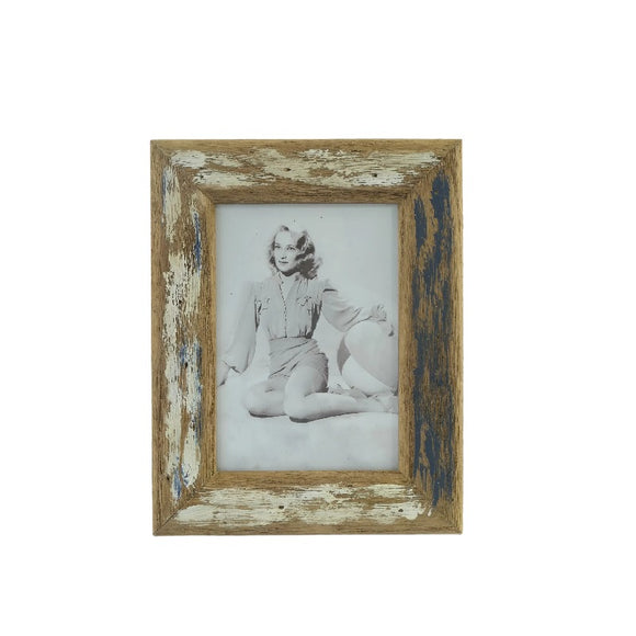 PHOTO FRAME BLUE+ WHITEWASH HANDCRAFTED 5X7
