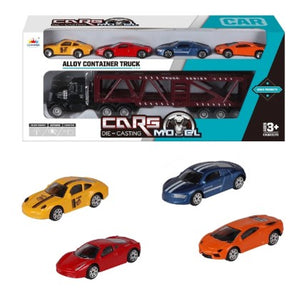 CAR CARRIER WITH 4 DIECAST CARS ASS