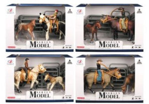 FARM ANIMALS COWBOY W/HORSE & FOAL SET W ACCESSORIES