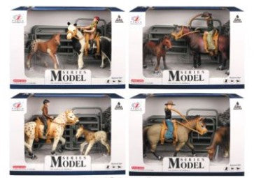 FARM ANIMALS COWBOY W/HORSE & FOAL SET W ACCESSORIES