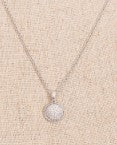 FINE SILVER SMALL CUBIC ZIRCONIA DISC NECKLACE